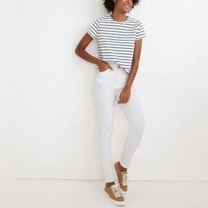 Madewell 10” High-rise Skinny‎ White Jeans Zipper Fly Raw Hem size 29